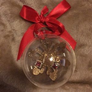 Avon Red CZ Hoop Earrings in an Ornament Ball